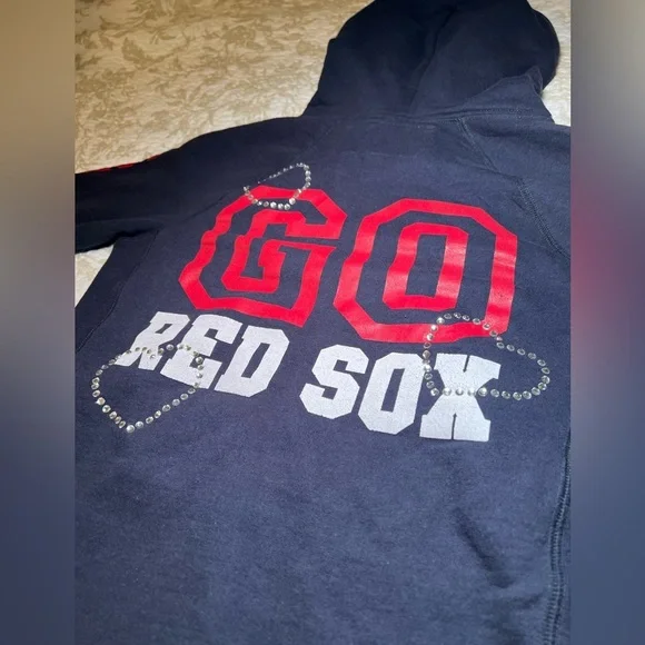 Victorias Secret PINK Red Sox MLB Pullover Hoodie with Bling, size XS - Picture 10 of 12